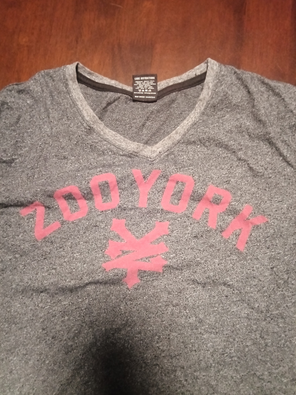 Zoo York Kids' Gray V-Neck Tee with Pink Logo
